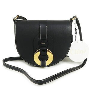 Chloe Darryl Saddle Shoulder Bag Crossbody Black Leather
